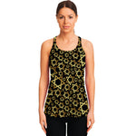 Black And Gold Star of David Print Women's Racerback Tank Top