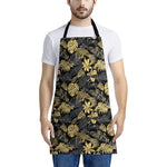 Black And Gold Tropical Pattern Print Apron