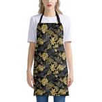 Black And Gold Tropical Pattern Print Apron