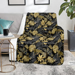 Black And Gold Tropical Pattern Print Blanket