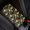 Black And Gold Tropical Pattern Print Car Center Console Cover