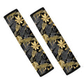 Black And Gold Tropical Pattern Print Car Seat Belt Covers