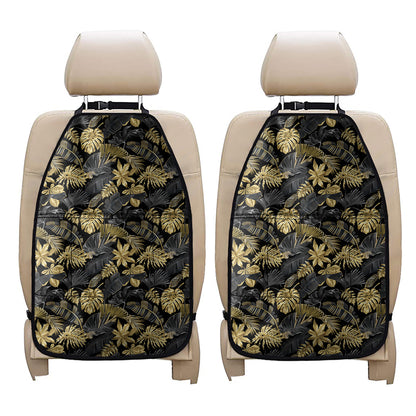 Black And Gold Tropical Pattern Print Car Seat Organizers
