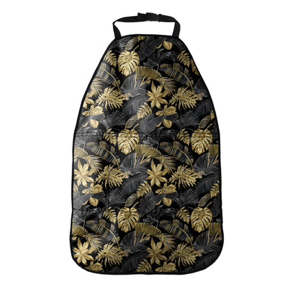 Black And Gold Tropical Pattern Print Car Seat Organizers
