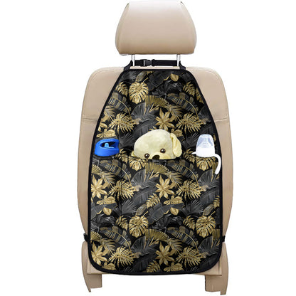 Black And Gold Tropical Pattern Print Car Seat Organizers
