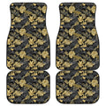 Black And Gold Tropical Pattern Print Front and Back Car Floor Mats