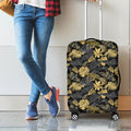 Black And Gold Tropical Pattern Print Luggage Cover