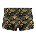 Black And Gold Tropical Pattern Print Men's Boxer Briefs