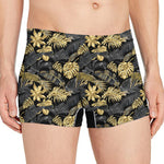 Black And Gold Tropical Pattern Print Men's Boxer Briefs