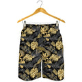 Black And Gold Tropical Pattern Print Men's Shorts