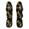 Black And Gold Tropical Pattern Print Muay Thai Shin Guard