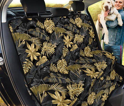 Black And Gold Tropical Pattern Print Pet Car Back Seat Cover