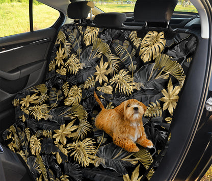 Black And Gold Tropical Pattern Print Pet Car Back Seat Cover
