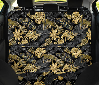 Black And Gold Tropical Pattern Print Pet Car Back Seat Cover