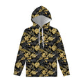 Black And Gold Tropical Pattern Print Pullover Hoodie