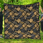 Black And Gold Tropical Pattern Print Quilt