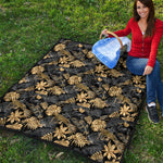 Black And Gold Tropical Pattern Print Quilt