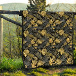 Black And Gold Tropical Pattern Print Quilt
