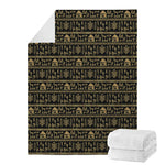 Black And Gold Warli Pattern Print Blanket