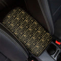 Black And Gold Warli Pattern Print Car Center Console Cover