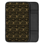 Black And Gold Warli Pattern Print Car Center Console Cover