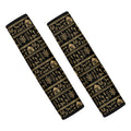 Black And Gold Warli Pattern Print Car Seat Belt Covers