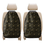 Black And Gold Warli Pattern Print Car Seat Organizers