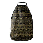 Black And Gold Warli Pattern Print Car Seat Organizers