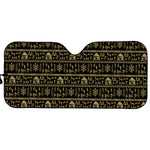 Black And Gold Warli Pattern Print Car Sun Shade