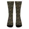 Black And Gold Warli Pattern Print Crew Socks