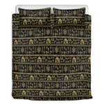 Black And Gold Warli Pattern Print Duvet Cover Bedding Set