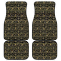 Black And Gold Warli Pattern Print Front and Back Car Floor Mats
