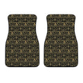 Black And Gold Warli Pattern Print Front Car Floor Mats