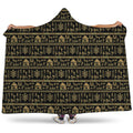 Black And Gold Warli Pattern Print Hooded Blanket