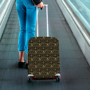 Black And Gold Warli Pattern Print Luggage Cover