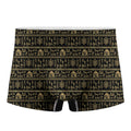 Black And Gold Warli Pattern Print Men's Boxer Briefs