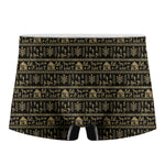 Black And Gold Warli Pattern Print Men's Boxer Briefs