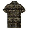 Black And Gold Warli Pattern Print Men's Short Sleeve Shirt