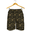 Black And Gold Warli Pattern Print Men's Shorts