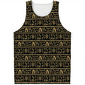 Black And Gold Warli Pattern Print Men's Tank Top