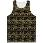 Black And Gold Warli Pattern Print Men's Tank Top