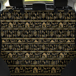 Black And Gold Warli Pattern Print Pet Car Back Seat Cover