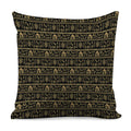 Black And Gold Warli Pattern Print Pillow Cover