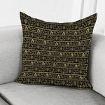 Black And Gold Warli Pattern Print Pillow Cover