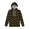 Black And Gold Warli Pattern Print Pullover Hoodie