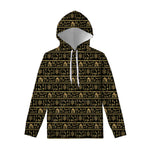 Black And Gold Warli Pattern Print Pullover Hoodie