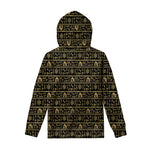 Black And Gold Warli Pattern Print Pullover Hoodie