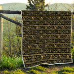Black And Gold Warli Pattern Print Quilt