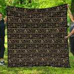 Black And Gold Warli Pattern Print Quilt