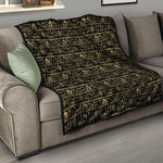 Black And Gold Warli Pattern Print Quilt
